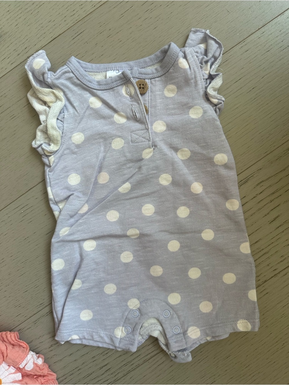 Gerber Lavender Polka Dot Baby Romper with Cream Dots